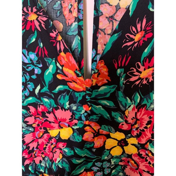 MNG Casual Womens Romper Size 4 Floral Print Body Suit Cloth Buttons Open Back - Picture 4 of 11